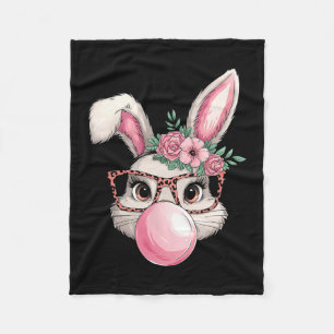 Rabbit Bunny Blowing Bubble Easter Day Cute Women Fleece Blanket