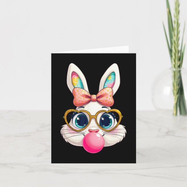 Rabbit Bunny Blowing Bubble Gum Easter Day Cute 1  Card (Front)