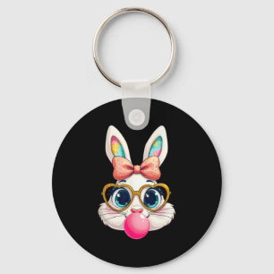 Rabbit Bunny Blowing Bubble Gum Easter Day Cute 1 Keychain