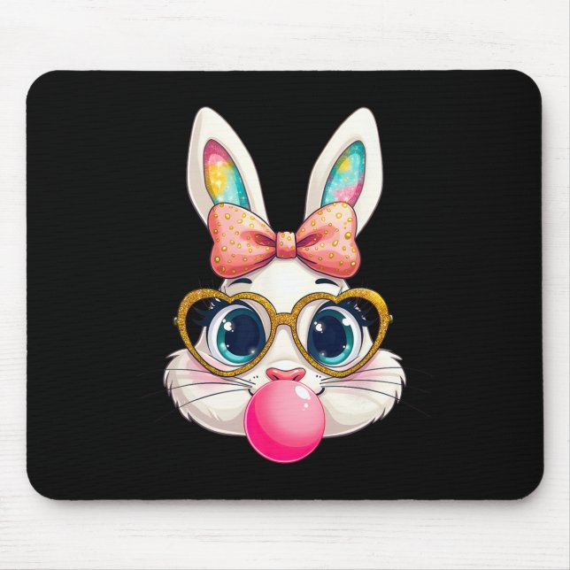 Rabbit Bunny Blowing Bubble Gum Easter Day Cute 1  Mouse Pad (Front)