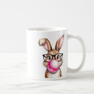 Rabbit Bunny Blowing Bubble Gum Easter Day Pink Wo Coffee Mug