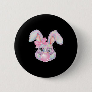 Rabbit Bunny Blowing Bubble Happy Easter Cute Bunn 2 Inch Round Button
