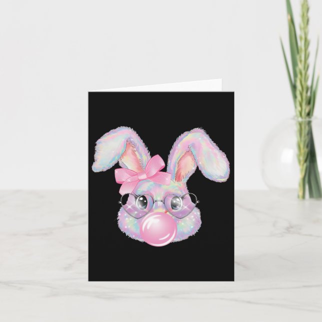 Rabbit Bunny Blowing Bubble Happy Easter Cute Bunn Card (Front)