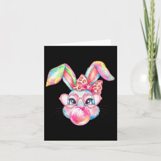 Rabbit Bunny Blowing Bubble Happy Easter Cute Bunn Card (Front)