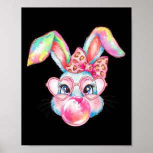 Rabbit Bunny Blowing Bubble Happy Easter Cute Bunn Poster