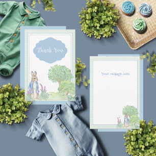 Rabbit Bunny Blue Baby Shower  Thank You Card