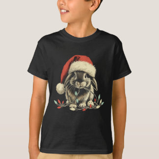 Rabbit Bunny Chew Christmas Light Xmas Holiday  T-Shirt