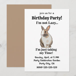 Rabbit Bunny Cute Funny Birthday Invitation