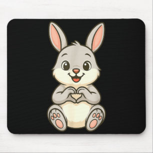 Rabbit Bunny Doing Heart With Hands Valentines Day Mouse Pad