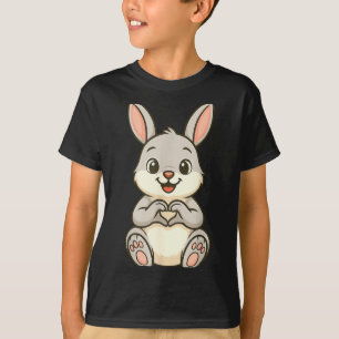 Rabbit Bunny Doing Heart With Hands Valentines Day T-Shirt