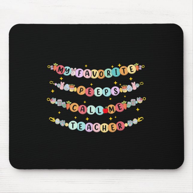 Rabbit Bunny Easter Day Bracelet Eggs Teacher Teac Mouse Pad (Front)