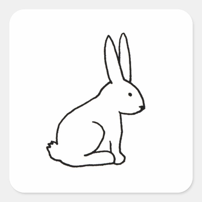 Rabbit bunny fun simple graphic symbol logo art square sticker (Front)