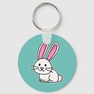 Rabbit bunny lucky white fluffy tail long ears keychain