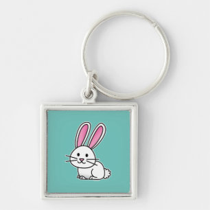 Rabbit bunny lucky white fluffy tail long ears keychain