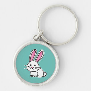 Rabbit bunny lucky white fluffy tail long ears keychain