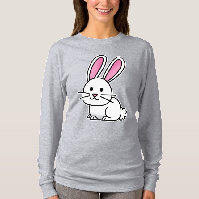 Rabbit bunny lucky white fluffy tail long ears T-Shirt (Front)