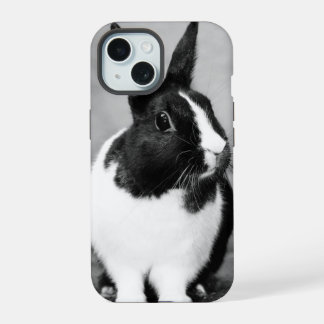 Rabbit Bunny Photo Black and White Personalizable iPhone 15 Case