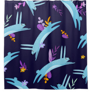 Rabbit bunny seamless pattern in cartoon style. Fu