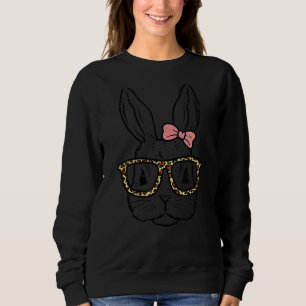 Rabbit Bunny Wearing Leopard Glasses Cute Easter G Sweatshirt