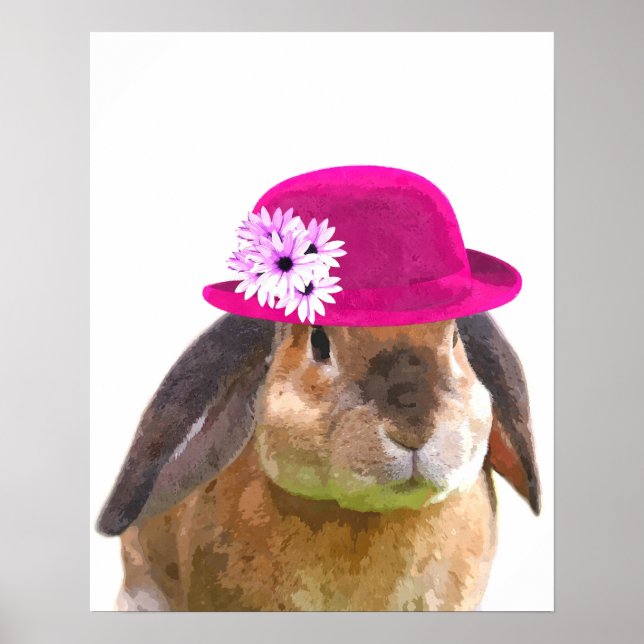 Rabbit bunny woodland animal nursery baby room poster (Front)