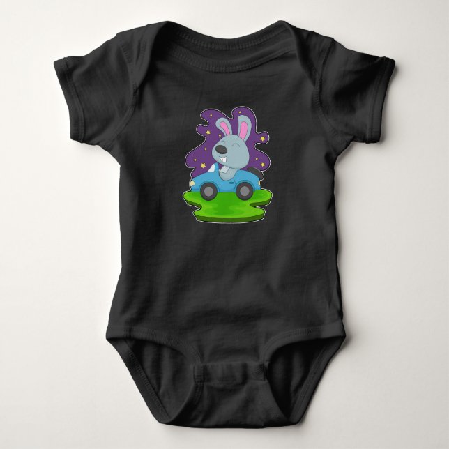 Rabbit Car Baby Bodysuit (Front)