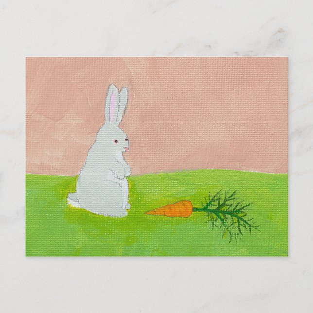 Rabbit carrot fresh modern art colourful painting postcard (Front)