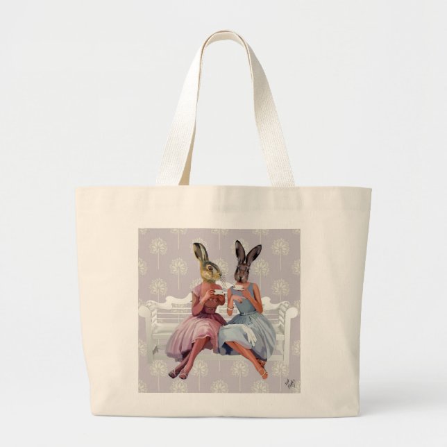 Rabbit Chat Large Tote Bag (Front)