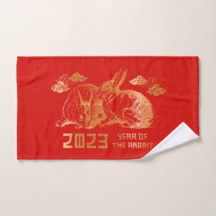 Rabbit Chinese Zodiac Lunar New Year Hand Towel