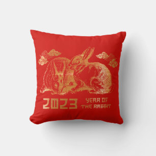 Rabbit Chinese Zodiac Lunar New Year Throw Pillow
