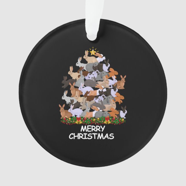 Rabbit Christmas Tree Merry Christmas Ornament (Front)