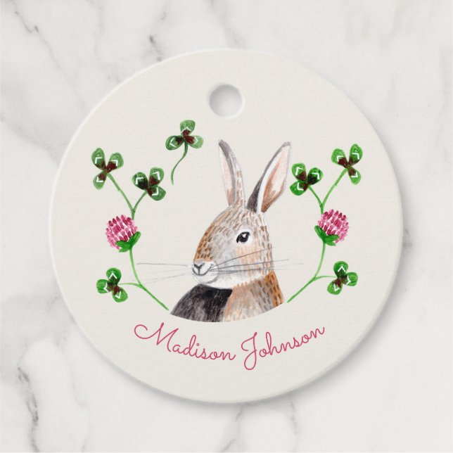Rabbit & clover favour tags (Front)