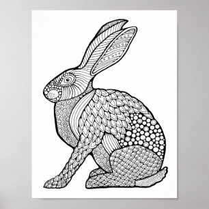 Rabbit Coloring Page Art Poster