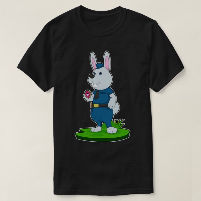 Rabbit Cop Doughnut Police T-Shirt (Design Front)