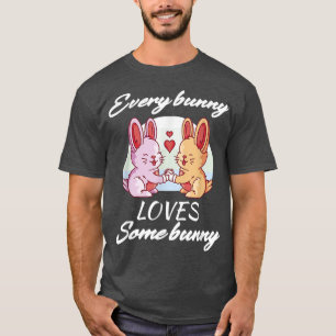 Rabbit Couple Love Heart Peace Easter Lovers Bunny T-Shirt