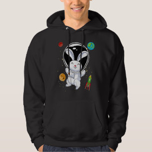 Rabbit Cute Animal Rocket Planets Scientist Astron Hoodie