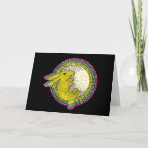 Rabbit dans la carte de voeux de la Lune (rose/grn