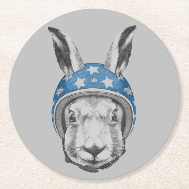 Rabbit Daredevil Round Paper Coaster (Front)