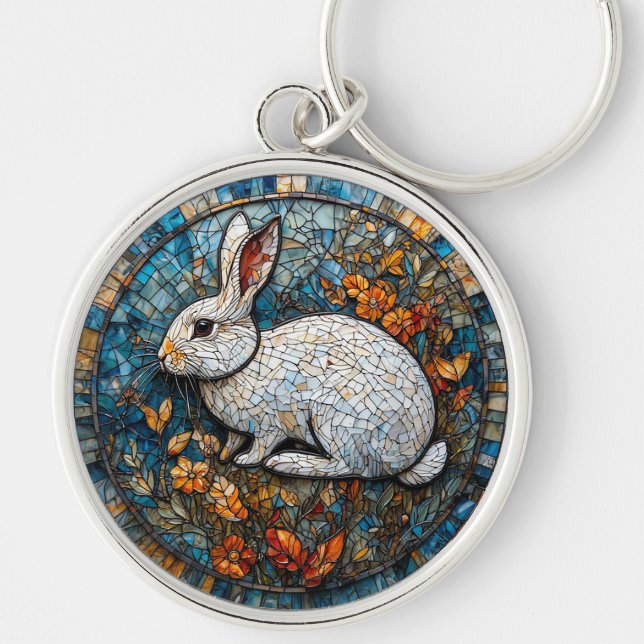 Rabbit Decorative Stained Glass Keychain (Front)
