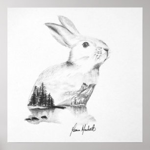 Rabbit drawing art print