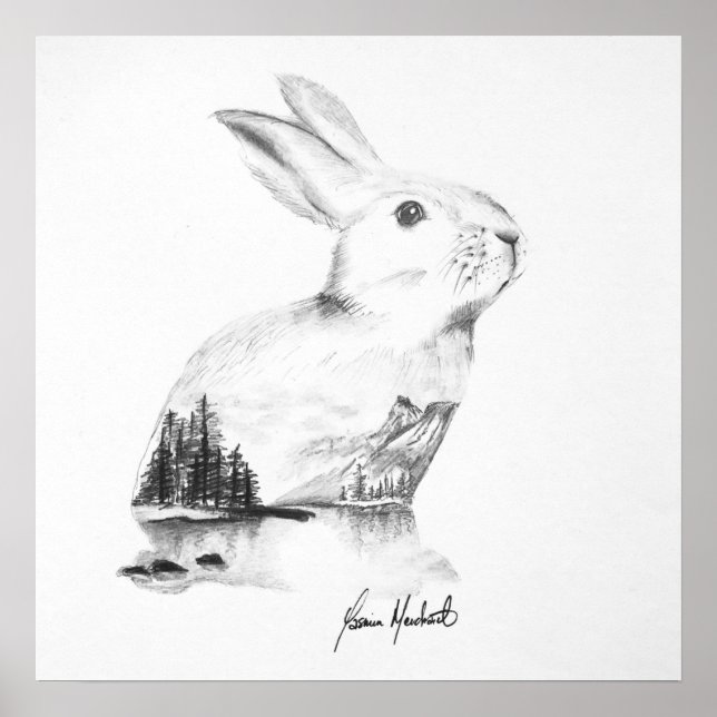 Rabbit drawing art print (Front)
