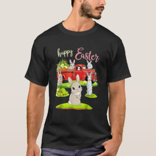 Rabbit Easter Day Riding Red Truck Funny Love Bunn T-Shirt