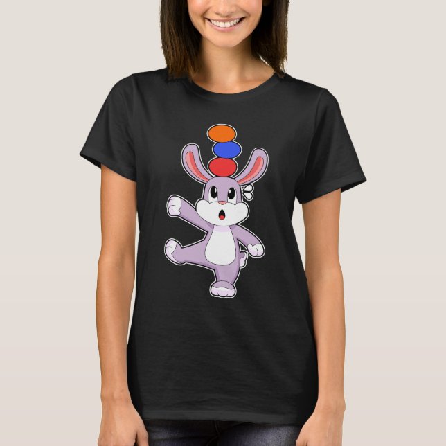 Rabbit Easter Easter egg Balancing T-Shirt (Front)