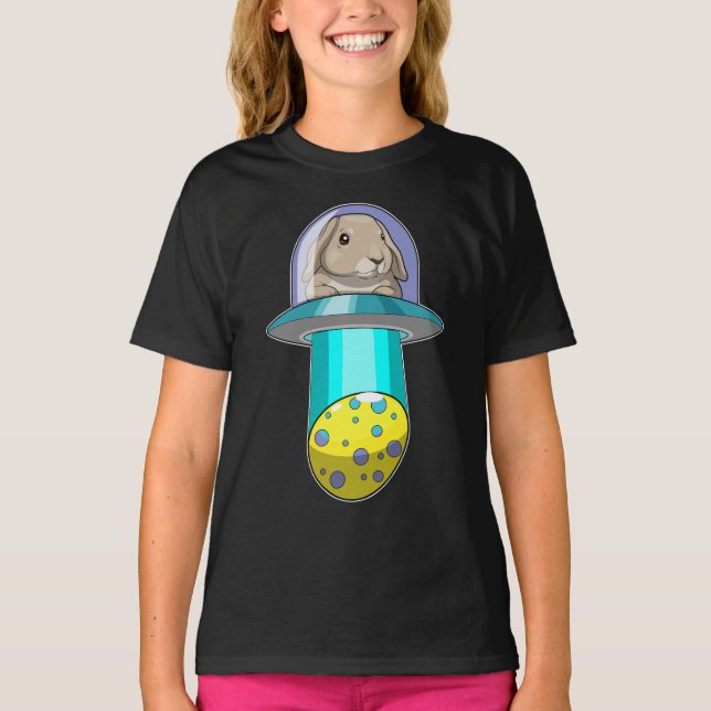 Rabbit Easter Easter egg Spaceship T-Shirt (Front)