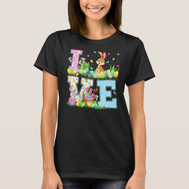 Rabbit Easter Egg Hunt Funny Love Rabbit Easter Su T-Shirt (Front)