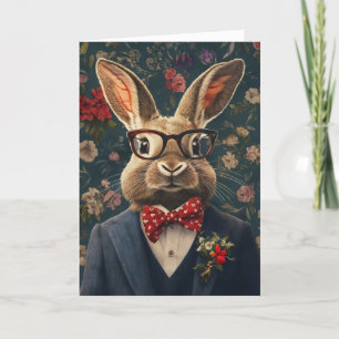 Rabbit Easter Elegant Funny Holiday Card