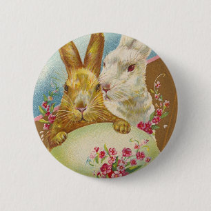 Rabbit Easter Greetings Vintage 2 Inch Round Button