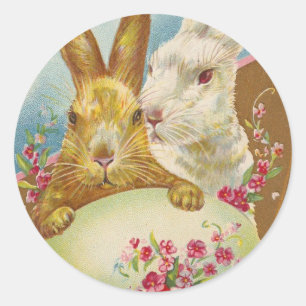 Rabbit Easter Greetings Vintage Classic Round Sticker