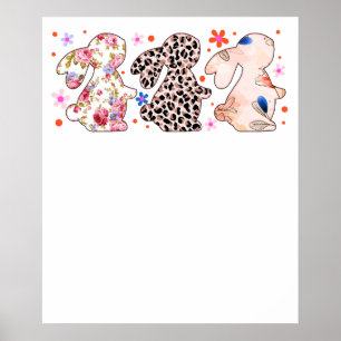 rabbit easter pattern, retro, vintage poster