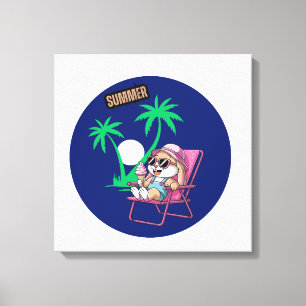 Rabbit eat ice-cream in summer holiday canvas print