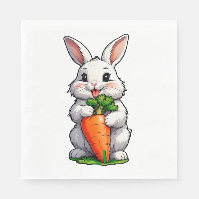 Rabbit Eating Carrot Napkin (Front)